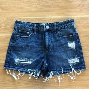 High-Rise Distressed Denim Shorts